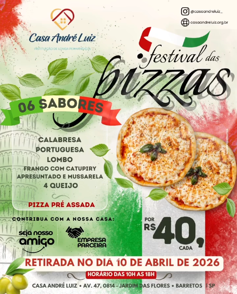 Participe do Festival das Pizzas da Casa André Luiz